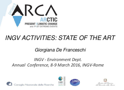 Summary  of INGV activities,  INGV-Environment Dept, II Annual Conference,  Rome, INGV, 8-9 March 2016